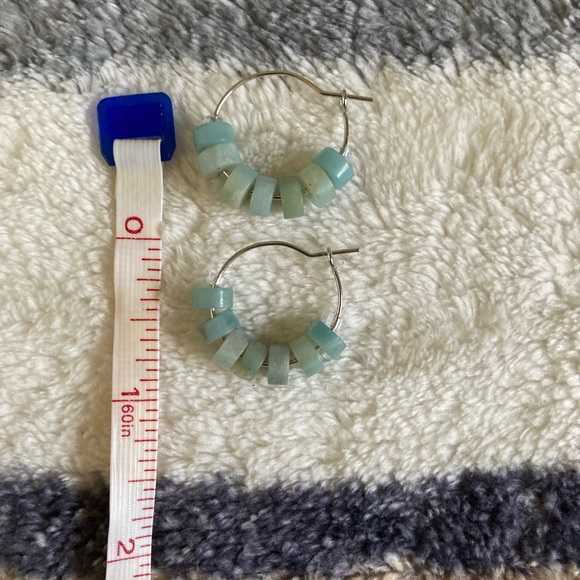 Handmade Artisan Amazonite Stone Hoop Earrings - Picture 6 of 8